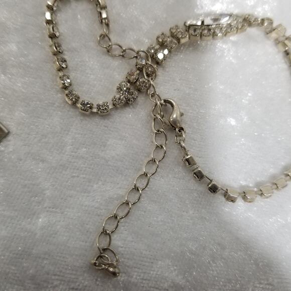 Clear rhinestone necklace oval 16" /3"ext.silver tone 1.1637 - Picture 12 of 12